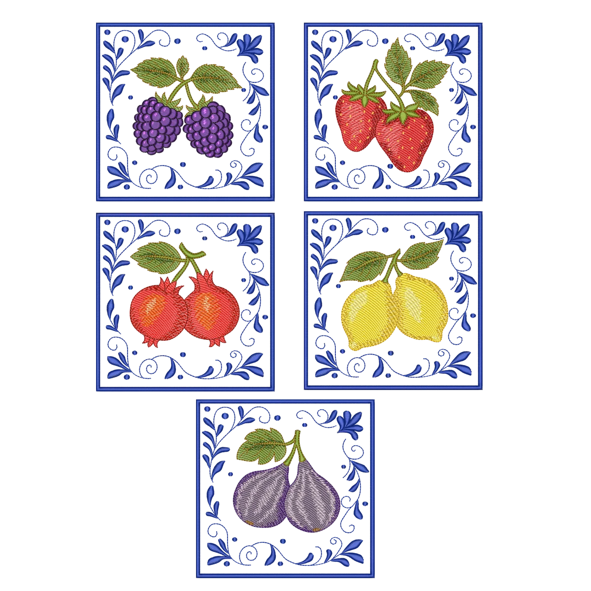 Foto principal da Coleção Pacote de Matrizes Frutas e Azulejos - 5 Matrizes - Pontos Leves